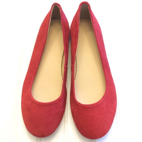 red suede ballet flats